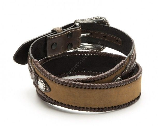 Nocona laced edge brown leather western belt - N2475644