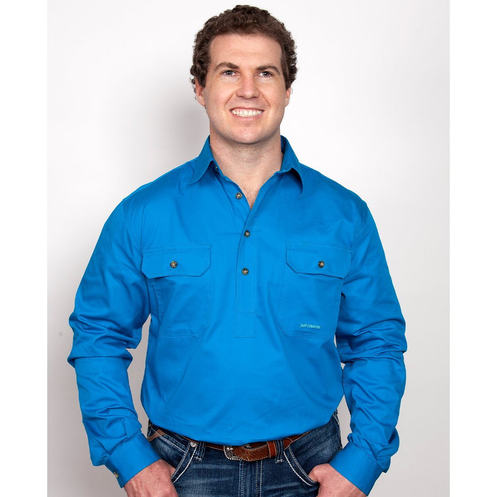 Just Country Cameron Collection - 1/2 Button Full Sleeve - Blue Jewel