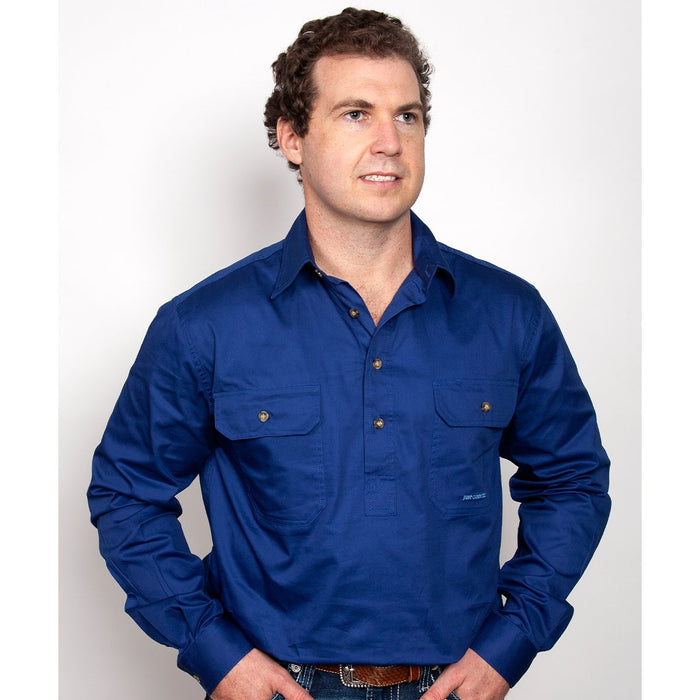 Just Country Cameron Collection - 1/2 Button Full Sleeve - Cobalt