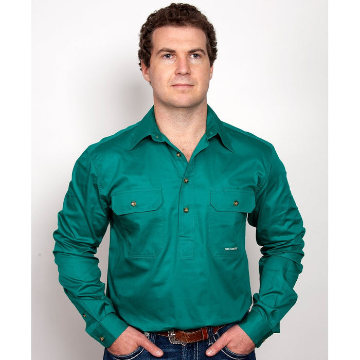 Just Country Cameron Collection - 1/2 Button Full Sleeve - Dark Green
