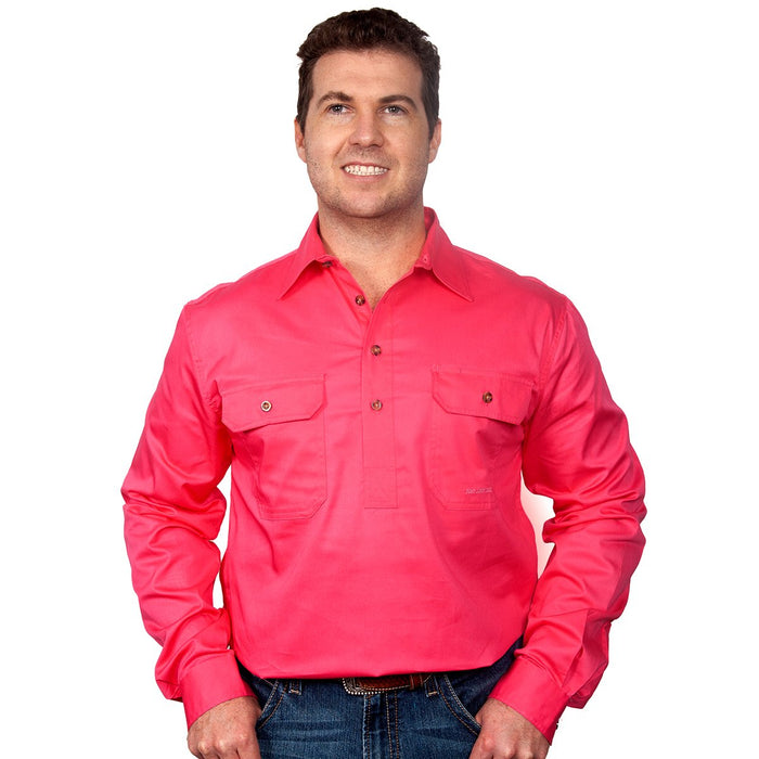 Just Country Cameron Collection - 1/2 Button Full Sleeve - Hot Pink