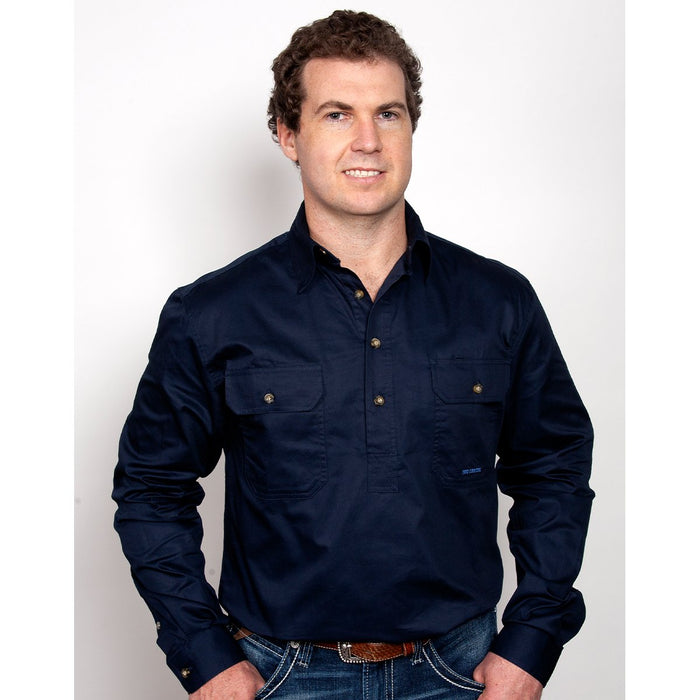 Just Country Cameron Collection - 1/2 Button Full Sleeve - Navy
