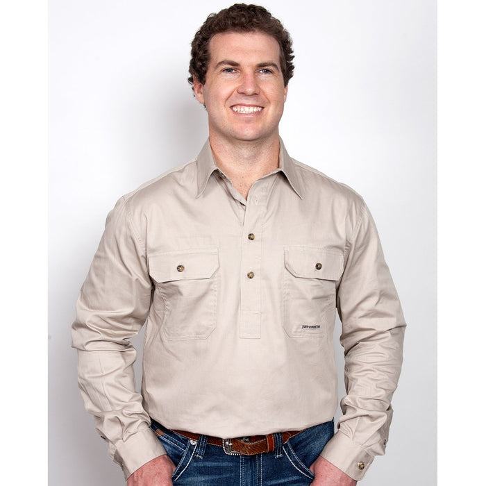 Just Country Cameron Collection - 1/2 Button Full Sleeve - Stone