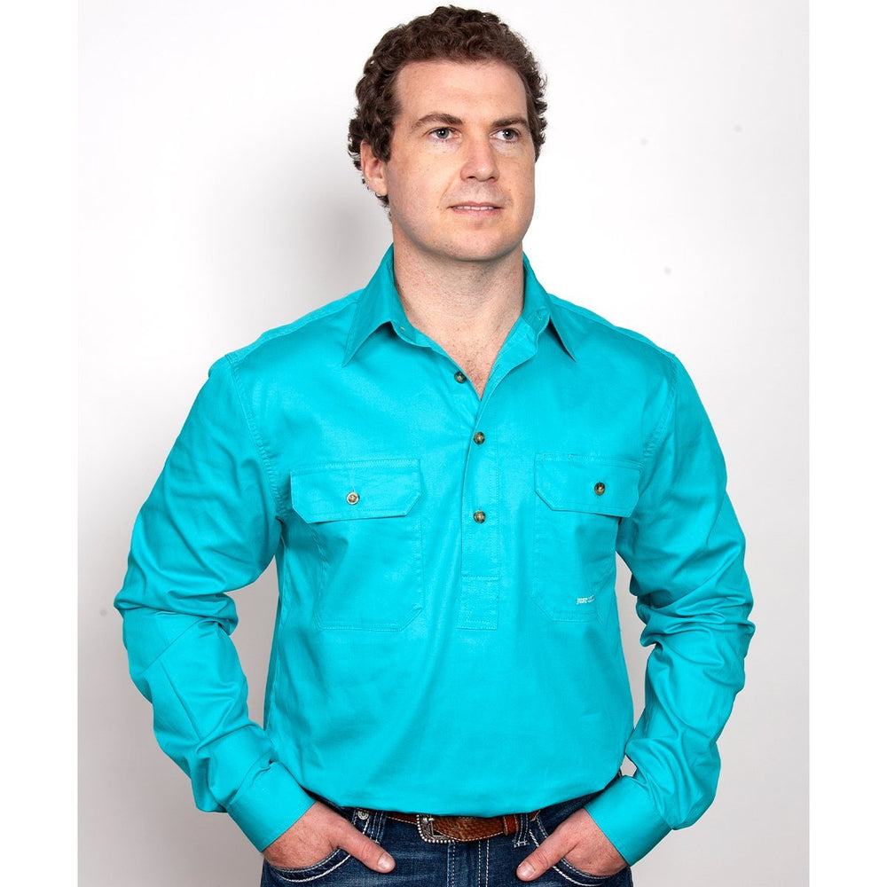 Just Country Cameron Collection - 1/2 Button Full Sleeve - Turquoise