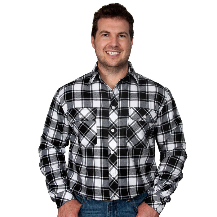 Just Country Evan Flannel Collection - Full Button Black/White
