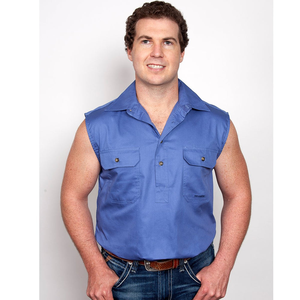 Just Country Jack Collection - 1/2 Button Sleeveless - Blue