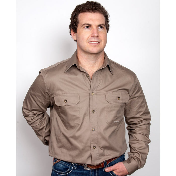 Just Country Evan Collection - Full Button Long Sleeve - Brown