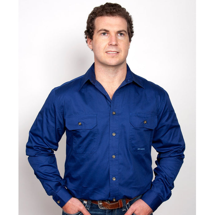 Just Country Evan Collection - Full Button Long Sleeve - Cobalt