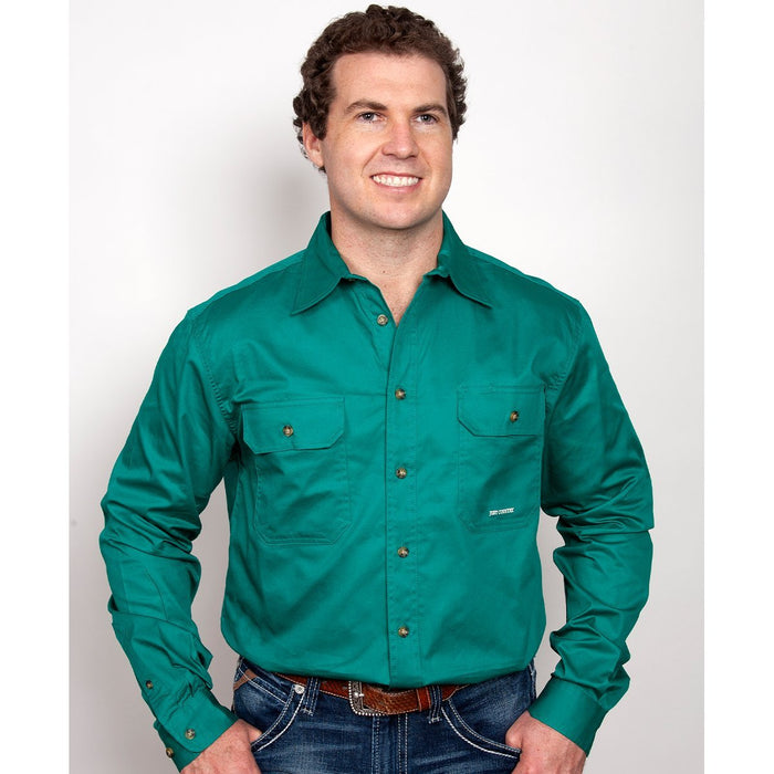 Just Country Evan Collection - Full Button Long Sleeve - Dark Green