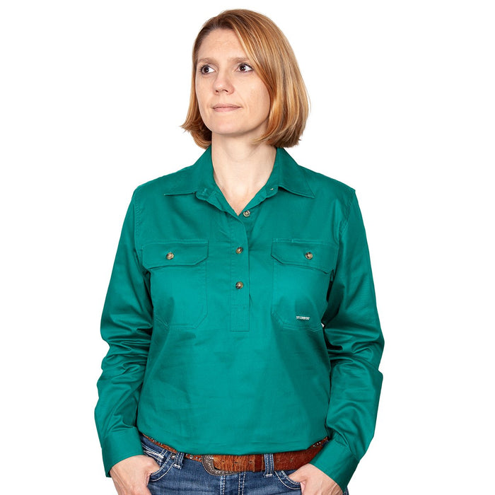 Just Country Jahna Collection - 1/2 Button Full Sleeve - Dark Green