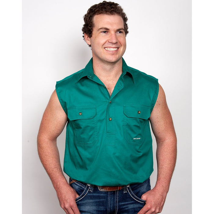 Just Country Jack Collection - 1/2 Button Sleeveless - Dark Green