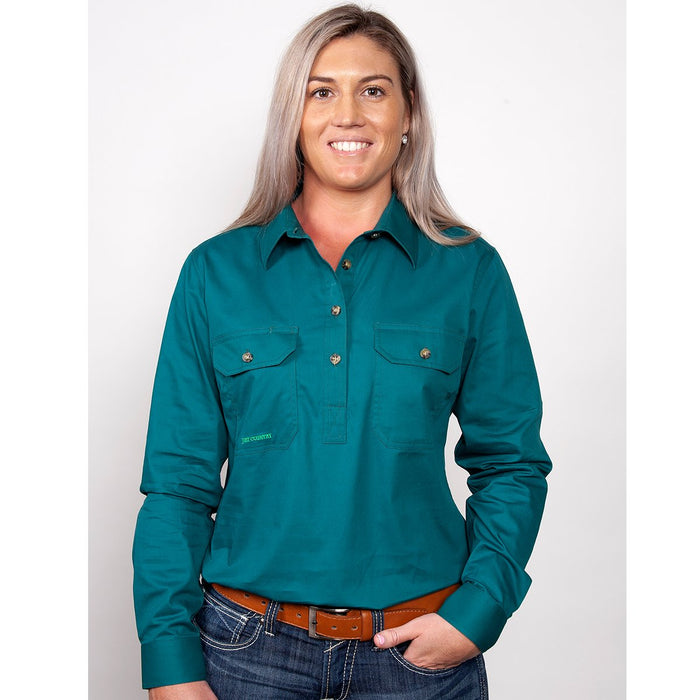 Just Country Jahna Collection - 1/2 Button Full Sleeve - Forest Green
