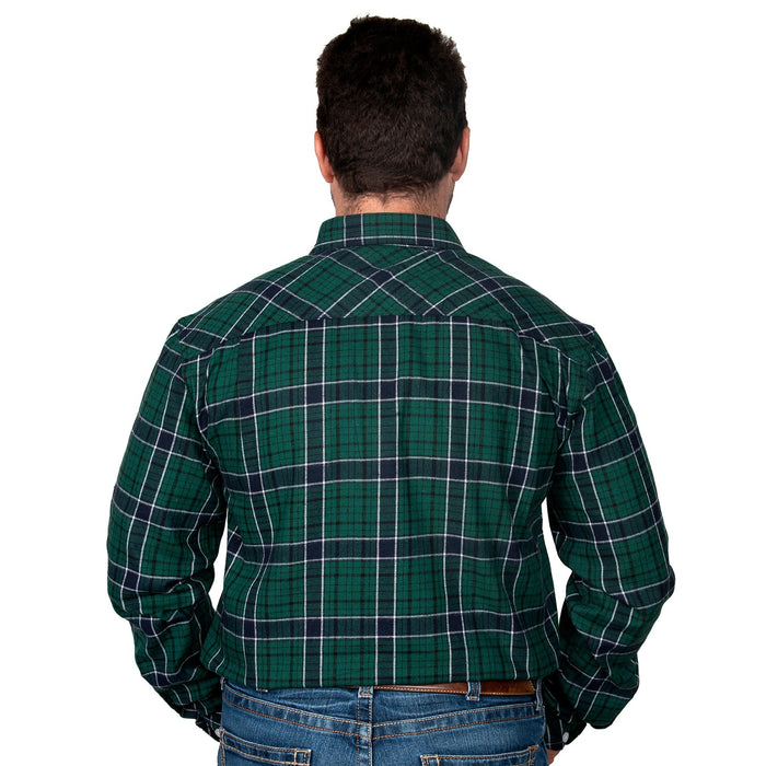 Just Country Cameron Flannel Collection - 1/2 Button Green/Navy