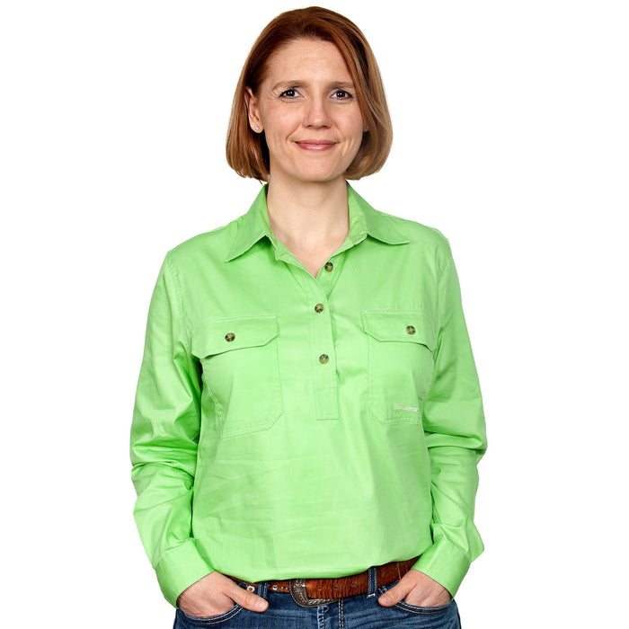Just Country Jahna Collection - 1/2 Button Full Sleeve - Lime Green