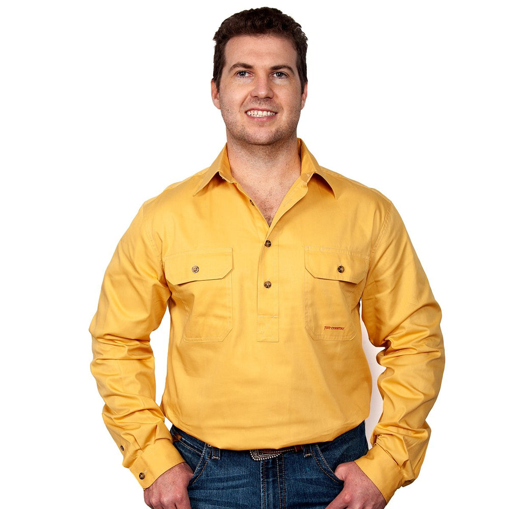 Just Country Cameron Collection - 1/2 Button Full Sleeve - Mustard
