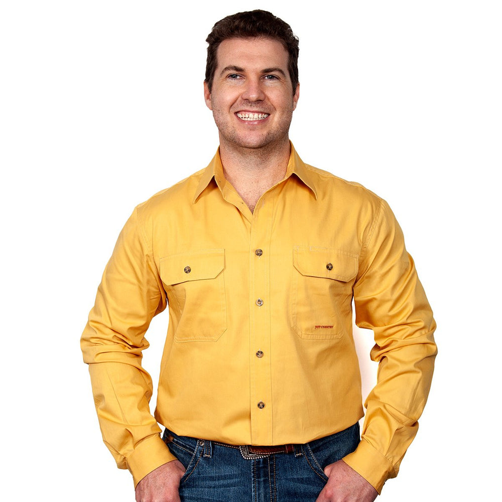 Just Country Evan Collection - Full Button Long Sleeve - Mustard