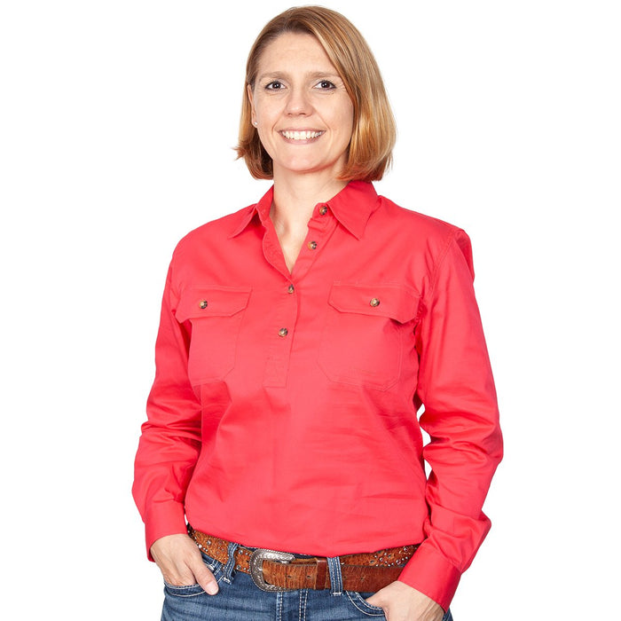 Just Country Jahna Collection - 1/2 Button Full Sleeve - Raspberry