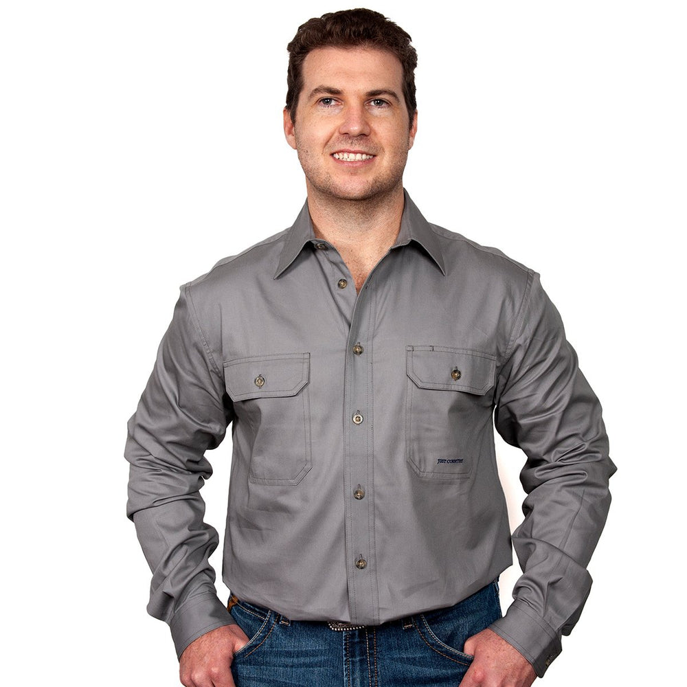 Just Country Evan Collection - Full Button Long Sleeve - Steel Grey