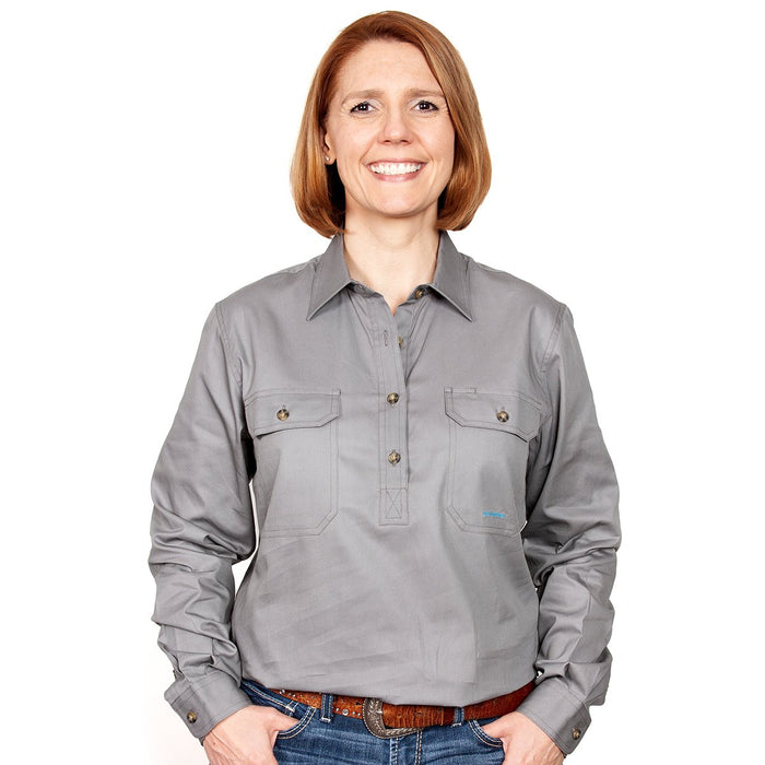 Just Country Jahna Collection - 1/2 Button Full Sleeve - Steel Grey