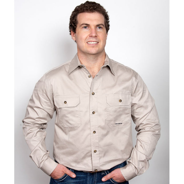 Just Country Evan Collection - Full Button Long Sleeve - Stone