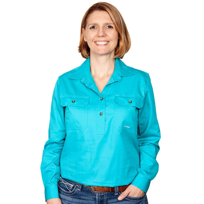 Just Country Jahna Collection - 1/2 Button Full Sleeve - Turquoise